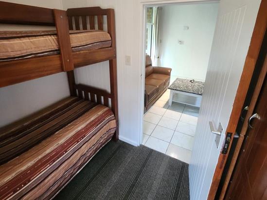 Plettenberg, A Forever Resort: 6-Sleeper Brick Chalet. No river view. 3 bedrooms (2 single beds & 2 bunk beds.)