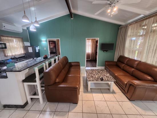 Plettenberg, A Forever Resort: 6-Sleeper Brick Chalet.  No river view. 3 bedrooms (1 double bed & 2 bunk beds.)